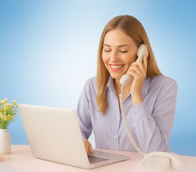 Telefonistin arbeitet von Zuhause aus im Homeoffice